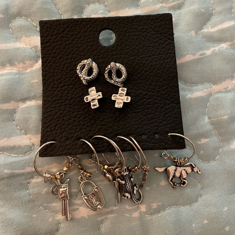 Free People hoop earrings with charms + 2 pairs